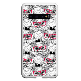 Чехол для Samsung Galaxy S10 с принтом Совы в очках в Новосибирске, Силикон | Область печати: задняя сторона чехла, без боковых панелей | Тематика изображения на принте: очки | паттерн | птицы | сова | совенок | совушка | совы | текстуры | ум