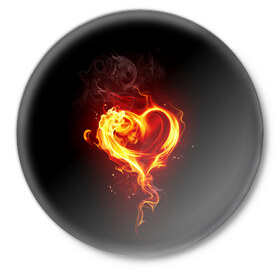 Значок с принтом Огненное сердце в Новосибирске,  металл | круглая форма, металлическая застежка в виде булавки | Тематика изображения на принте: 14 февраля | heart | в подарок | горящее | день святого валентина | для влюбленных | для подарка | огненный | огонь | сердце