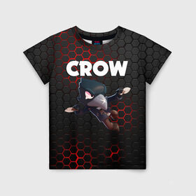 Детская футболка 3D с принтом BRAWL STARS CROW в Новосибирске, 100% гипоаллергенный полиэфир | прямой крой, круглый вырез горловины, длина до линии бедер, чуть спущенное плечо, ткань немного тянется | brawl stars | bull | colt | crow | leon | stars | берли | бо | брок | ворон | джесси | динамайк | дэррил | кольт | леон | мортис | нита | пайпер | пенни | поко | пэм | рикошет | спайк | фрэнк | шелли | эль примо