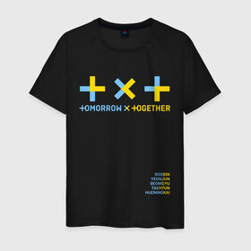 Мужская футболка хлопок с принтом TXT в Новосибирске, 100% хлопок | прямой крой, круглый вырез горловины, длина до линии бедер, слегка спущенное плечо. | beomgyu | huening kai | k pop | soobin | taehyun | tomorrow x together | txt | yeonjun | к поп
