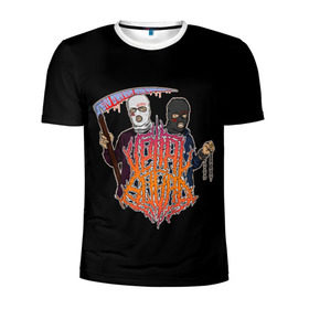 Мужская футболка 3D спортивная с принтом Velial Squad в Новосибирске, 100% полиэстер с улучшенными характеристиками | приталенный силуэт, круглая горловина, широкие плечи, сужается к линии бедра | Тематика изображения на принте: horror | music | rap | redvelsqd | rock | музыка | рок | рэп | хоррор