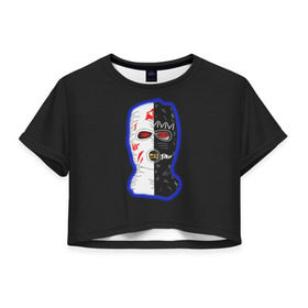 Женская футболка Cropp-top с принтом Velial Squad в Новосибирске, 100% полиэстер | круглая горловина, длина футболки до линии талии, рукава с отворотами | horror | music | rap | redvelsqd | rock | музыка | рок | рэп | хоррор