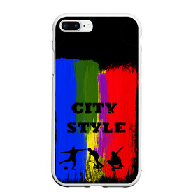 Чехол для iPhone 7Plus/8 Plus матовый с принтом City style в Новосибирске, Силикон | Область печати: задняя сторона чехла, без боковых панелей | city | style | велик | велосипед | велосипедист | графити | граффити | краска | краски. мазки краски | мазки | скуйтборд | спорт | футбол | цветное