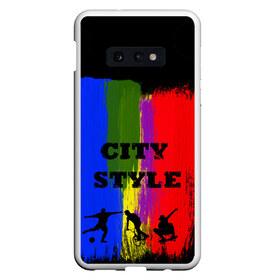 Чехол для Samsung S10E с принтом City style в Новосибирске, Силикон | Область печати: задняя сторона чехла, без боковых панелей | Тематика изображения на принте: city | style | велик | велосипед | велосипедист | графити | граффити | краска | краски. мазки краски | мазки | скуйтборд | спорт | футбол | цветное