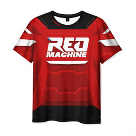 Мужская футболка 3D с принтом Red Machine в Новосибирске, 100% полиэфир | прямой крой, круглый вырез горловины, длина до линии бедер | Тематика изображения на принте: hockey | red | russia | team | красная | машина | россия | сборная | хоккей