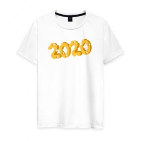 Мужская футболка хлопок с принтом 2020 сыр в Новосибирске, 100% хлопок | прямой крой, круглый вырез горловины, длина до линии бедер, слегка спущенное плечо. | 2020 | животные | крыса | мышь | новый год | символ года