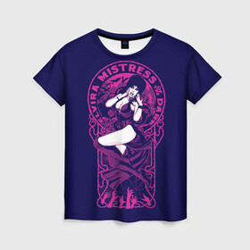 Женская футболка 3D с принтом Эльвира в Новосибирске, 100% полиэфир ( синтетическое хлопкоподобное полотно) | прямой крой, круглый вырез горловины, длина до линии бедер | elvira | mistress of the dark | арт | девушка | эльвира | эльвира  повелительница тьмы