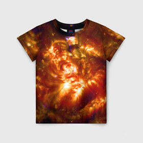Детская футболка 3D с принтом Звезда в Новосибирске, 100% гипоаллергенный полиэфир | прямой крой, круглый вырез горловины, длина до линии бедер, чуть спущенное плечо, ткань немного тянется | вспышка | вспышки | звезда | звёздный | звёздочка | космический | космос | космоса | огонь | пламя | снимок | солнечный | солнце | солнцем | спутник | спутника | спутниковое | фото | яркие | яркий
