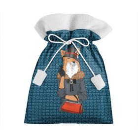 Подарочный 3D мешок с принтом Модница лиса в Новосибирске, 100% полиэстер | Размер: 29*39 см | fox | foxy | животное | зима | лис | лиса | лисенок | лисы | милая | пальто | пушистая | пушистик | рыжая