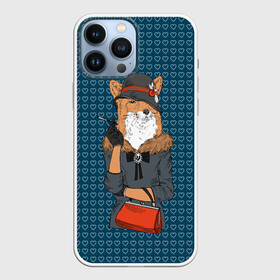 Чехол для iPhone 13 Pro Max с принтом Модница лиса в Новосибирске,  |  | Тематика изображения на принте: fox | foxy | животное | зима | лис | лиса | лисенок | лисы | милая | пальто | пушистая | пушистик | рыжая