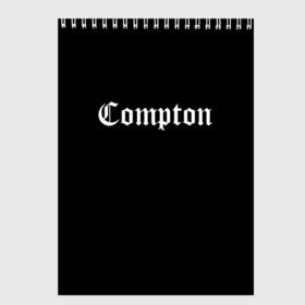 Скетчбук с принтом COMPTON в Новосибирске, 100% бумага
 | 48 листов, плотность листов — 100 г/м2, плотность картонной обложки — 250 г/м2. Листы скреплены сверху удобной пружинной спиралью | Тематика изображения на принте: compton | dj yella | dr. dre | eazy e | ice cube | mc ren | n.w.a | nwa | straight outta compton | west side | западная сторона | комптон