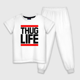 Детская пижама хлопок с принтом THUG LIFE в Новосибирске, 100% хлопок |  брюки и футболка прямого кроя, без карманов, на брюках мягкая резинка на поясе и по низу штанин
 | Тематика изображения на принте: 2pac | thug life | tupac | tupac shakur | жизнь головореза | тупак | тупак шакур
