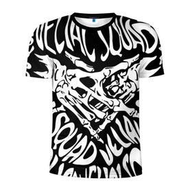 Мужская футболка 3D спортивная с принтом VELIAL SQUAD в Новосибирске, 100% полиэстер с улучшенными характеристиками | приталенный силуэт, круглая горловина, широкие плечи, сужается к линии бедра | Тематика изображения на принте: velial squad | музыка | отряд велиала | рэп | хорроркор | чёрный и белый