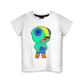 Детская футболка хлопок с принтом Brawl Stars LEON в Новосибирске, 100% хлопок | круглый вырез горловины, полуприлегающий силуэт, длина до линии бедер | brawl | brawl stars | crow | leon | stars | бравл | бравл старс | браво старс | игра | компьютерная | кров | леон | онлайн | старс