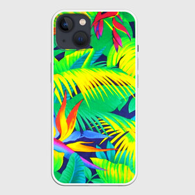 Чехол для iPhone 13 с принтом ТРОПИКИ в Новосибирске,  |  | bright | colorful | neon | retro | vintage | винтаж | неон | неоновые | пальмы | ретро | ретро неон | тропики | тропические листья