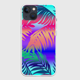 Чехол для iPhone 13 с принтом НЕОНОВЫЕ ПАЛЬМЫ в Новосибирске,  |  | bright | colorful | neon | retro | vintage | винтаж | неон | неоновые | пальмы | ретро | ретро неон | тропики | тропические листья