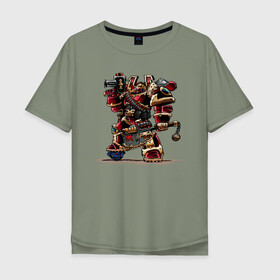 Мужская футболка хлопок Oversize с принтом Warhammer 40 000 Сhaos в Новосибирске, 100% хлопок | свободный крой, круглый ворот, “спинка” длиннее передней части | Тематика изображения на принте: warhammer 40 000 сhaos