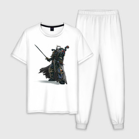 Мужская пижама хлопок с принтом Warhammer 40 000 Сhaos в Новосибирске, 100% хлопок | брюки и футболка прямого кроя, без карманов, на брюках мягкая резинка на поясе и по низу штанин
 | Тематика изображения на принте: 