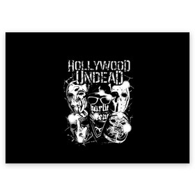 Поздравительная открытка с принтом Hollywood Undead в Новосибирске, 100% бумага | плотность бумаги 280 г/м2, матовая, на обратной стороне линовка и место для марки
 | charlie scene | danny | funny man | hollywood undead | hu | j dog | johnny 3 tears | голливудская нежить | голубь | голубь с гранатой | граната | ню метал | рэп метал | рэп рок