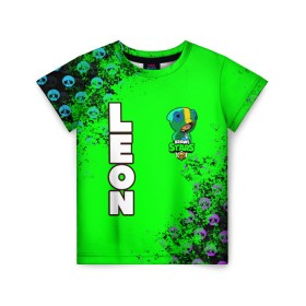 Детская футболка 3D с принтом Brawl Stars LEON в Новосибирске, 100% гипоаллергенный полиэфир | прямой крой, круглый вырез горловины, длина до линии бедер, чуть спущенное плечо, ткань немного тянется | brawl | brawl stars | crow | leon | stars | бравл | бравл старс | браво старс | игра | компьютерная | кров | леон | онлайн | старс