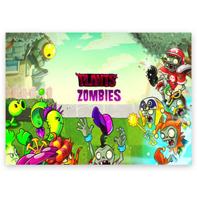 Поздравительная открытка с принтом PLANTS VS ZOMBIES в Новосибирске, 100% бумага | плотность бумаги 280 г/м2, матовая, на обратной стороне линовка и место для марки
 | garden warfare | pl | plants | plants vs. zombies | plants vs. zombies: garden warfare | popcap | zombies | кактус | картошка | подсолнух | растения против зомби | сад