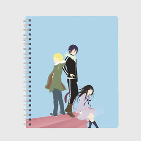 Тетрадь с принтом Yato Yukine & Hiyori в Новосибирске, 100% бумага | 48 листов, плотность листов — 60 г/м2, плотность картонной обложки — 250 г/м2. Листы скреплены сбоку удобной пружинной спиралью. Уголки страниц и обложки скругленные. Цвет линий — светло-серый
 | ghost | god of calamity | hiyori | iki | noragami | shinki | yato | yatogami | yukine | бездомный бог | бог бедствия | ики | призрак | секки | хиёри | шинки | юки | юкине | юкинэ | ято