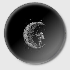 Значок с принтом Лунокоп в Новосибирске,  металл | круглая форма, металлическая застежка в виде булавки | Тематика изображения на принте: cat | galaxy | moon | nasa | space | вселенная | галактика | звезды | космонавт | космос | луна | наса | скафандр