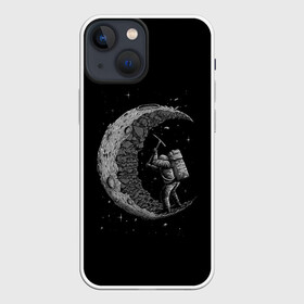 Чехол для iPhone 13 mini с принтом Лунокоп в Новосибирске,  |  | cat | galaxy | moon | nasa | space | вселенная | галактика | звезды | космонавт | космос | луна | наса | скафандр