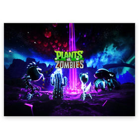 Поздравительная открытка с принтом PLANTS VS.ZOMBIES в Новосибирске, 100% бумага | плотность бумаги 280 г/м2, матовая, на обратной стороне линовка и место для марки
 | garden warfare | plants | plants vs. zombies | plants vs. zombies: garden warfare | popcap | zombies | кактус | картошка | подсолнух | растения против зомби | сад