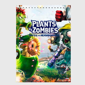 Скетчбук с принтом Plants vs Zombies в Новосибирске, 100% бумага
 | 48 листов, плотность листов — 100 г/м2, плотность картонной обложки — 250 г/м2. Листы скреплены сверху удобной пружинной спиралью | plants vs zombies | pvz | зомби | игра | растения | растения против зомби