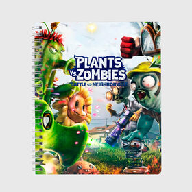 Тетрадь с принтом Plants vs Zombies в Новосибирске, 100% бумага | 48 листов, плотность листов — 60 г/м2, плотность картонной обложки — 250 г/м2. Листы скреплены сбоку удобной пружинной спиралью. Уголки страниц и обложки скругленные. Цвет линий — светло-серый
 | Тематика изображения на принте: plants vs zombies | pvz | зомби | игра | растения | растения против зомби