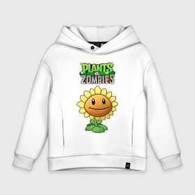 Детское худи Oversize хлопок с принтом PLANTS VS ZOMBIES в Новосибирске, френч-терри — 70% хлопок, 30% полиэстер. Мягкий теплый начес внутри —100% хлопок | боковые карманы, эластичные манжеты и нижняя кромка, капюшон на магнитной кнопке | battle | plants | plants vs zombies | pvsz | vs | zombies | растения против зомби