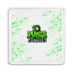 Магнит 55*55 с принтом Plants vs. Zombies в Новосибирске, Пластик | Размер: 65*65 мм; Размер печати: 55*55 мм | plants vs. zombies | зомби | игра | компьютерная игра | против | растения | растения против зомби