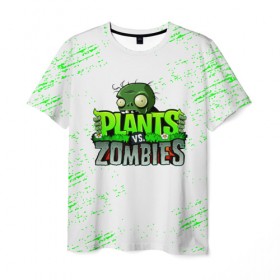 Мужская футболка 3D с принтом Plants vs. Zombies в Новосибирске, 100% полиэфир | прямой крой, круглый вырез горловины, длина до линии бедер | plants vs. zombies | зомби | игра | компьютерная игра | против | растения | растения против зомби