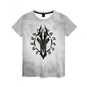 Женская футболка 3D с принтом Darksiders в Новосибирске, 100% полиэфир ( синтетическое хлопкоподобное полотно) | прямой крой, круглый вырез горловины, длина до линии бедер | ад | ангелы | апокалипсис | демоны | дьяволы | знаки | лого | логотип | орда | раздор