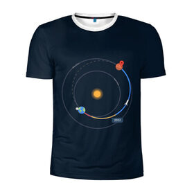 Мужская футболка 3D спортивная с принтом Земля - Марс в Новосибирске, 100% полиэстер с улучшенными характеристиками | приталенный силуэт, круглая горловина, широкие плечи, сужается к линии бедра | Тематика изображения на принте: 2022 | cat | elon | galaxy | mars | moon | musk | nasa | space | spacex | tesla | вселенная | галактика | звезды | илон | космонавт | космос | луна | марс | маск | наса | скафандр | тесла