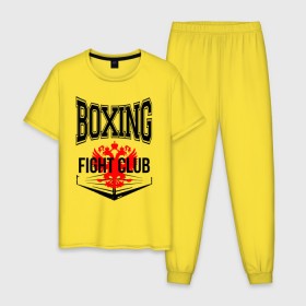 Мужская пижама хлопок с принтом Boxing fight club в Новосибирске, 100% хлопок | брюки и футболка прямого кроя, без карманов, на брюках мягкая резинка на поясе и по низу штанин
 | Тематика изображения на принте: boxer | boxing | fight club | kickboxing | mma