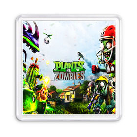 Магнит 55*55 с принтом PLANTS VS. ZOMBIES в Новосибирске, Пластик | Размер: 65*65 мм; Размер печати: 55*55 мм | garden warfare | plants | plants vs. zombies | plants vs. zombies: garden warfare | popcap | zombies | кактус | картошка | подсолнух | растения против зомби | сад