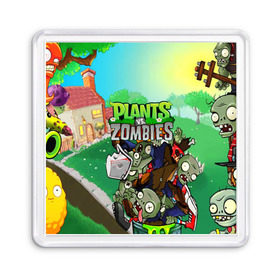 Магнит 55*55 с принтом PLANTS VS. ZOMBIES в Новосибирске, Пластик | Размер: 65*65 мм; Размер печати: 55*55 мм | Тематика изображения на принте: garden warfare | plants | plants vs. zombies | plants vs. zombies: garden warfare | popcap | zombies | кактус | картошка | подсолнух | растения против зомби | сад