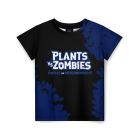 Детская футболка 3D с принтом Plants vs. Zombies в Новосибирске, 100% гипоаллергенный полиэфир | прямой крой, круглый вырез горловины, длина до линии бедер, чуть спущенное плечо, ткань немного тянется | battle | game | plants vs zombies | plants vs zombies battle for neighborville | zombie | битва | битва за нейборвиль | зомби | игра | надпись | растения | растения против зомби