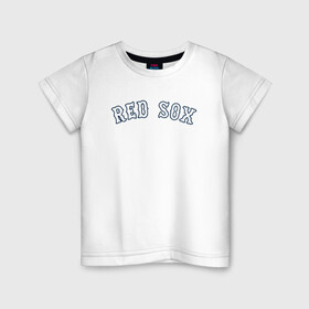 Детская футболка хлопок с принтом Red sox в Новосибирске, 100% хлопок | круглый вырез горловины, полуприлегающий силуэт, длина до линии бедер | red sox | rsac | бейсбол | бостон | красные носки | массачусетс | профессиональная бейсбольная | спорт | улетай | утекай