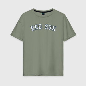 Женская футболка хлопок Oversize с принтом Red sox в Новосибирске, 100% хлопок | свободный крой, круглый ворот, спущенный рукав, длина до линии бедер
 | red sox | rsac | бейсбол | бостон | красные носки | массачусетс | профессиональная бейсбольная | спорт | улетай | утекай