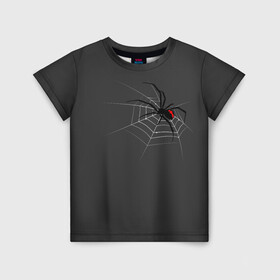 Детская футболка 3D с принтом Паук в Новосибирске, 100% гипоаллергенный полиэфир | прямой крой, круглый вырез горловины, длина до линии бедер, чуть спущенное плечо, ткань немного тянется | animal | animals | poison | spider | venom | вдова | животные | каракурт | паук | паутина | паучок | черная | черная вдова | яд