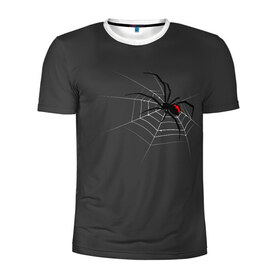 Мужская футболка 3D спортивная с принтом Паук в Новосибирске, 100% полиэстер с улучшенными характеристиками | приталенный силуэт, круглая горловина, широкие плечи, сужается к линии бедра | Тематика изображения на принте: animal | animals | poison | spider | venom | вдова | животные | каракурт | паук | паутина | паучок | черная | черная вдова | яд
