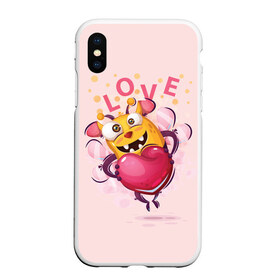 Чехол для iPhone XS Max матовый с принтом LOVE в Новосибирске, Силикон | Область печати: задняя сторона чехла, без боковых панелей | Тематика изображения на принте: bee | bright | cool | funny | heart | веселый | забавный | прикольный | пчелка | сердце | яркий