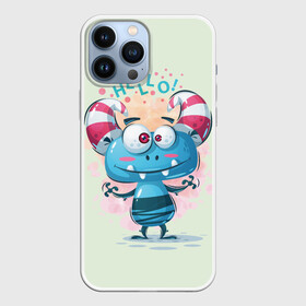 Чехол для iPhone 13 Pro Max с принтом HELLO в Новосибирске,  |  | Тематика изображения на принте: bright | cute monsters | fun | funny | веселый | милый монстрик | прикольный | яркий забавный