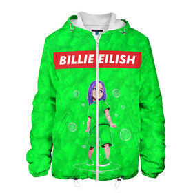 Мужская куртка 3D с принтом BILLIE EILISH GREEN в Новосибирске, ткань верха — 100% полиэстер, подклад — флис | прямой крой, подол и капюшон оформлены резинкой с фиксаторами, два кармана без застежек по бокам, один большой потайной карман на груди. Карман на груди застегивается на липучку | Тематика изображения на принте: bad guy | billie | eilish | ocean eyes | айлиш | билли | девушка | певица | эйлиш