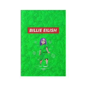 Обложка для паспорта матовая кожа с принтом BILLIE EILISH GREEN в Новосибирске, натуральная матовая кожа | размер 19,3 х 13,7 см; прозрачные пластиковые крепления | bad guy | billie | eilish | ocean eyes | айлиш | билли | девушка | певица | эйлиш