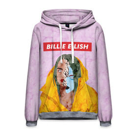 Мужская толстовка 3D с принтом BILLIE EILISH в Новосибирске, 100% полиэстер | двухслойный капюшон со шнурком для регулировки, мягкие манжеты на рукавах и по низу толстовки, спереди карман-кенгуру с мягким внутренним слоем. | bad guy | billie | eilish | ocean eyes | айлиш | билли | девушка | певица | эйлиш