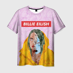 Мужская футболка 3D с принтом BILLIE EILISH в Новосибирске, 100% полиэфир | прямой крой, круглый вырез горловины, длина до линии бедер | bad guy | billie | eilish | ocean eyes | айлиш | билли | девушка | певица | эйлиш
